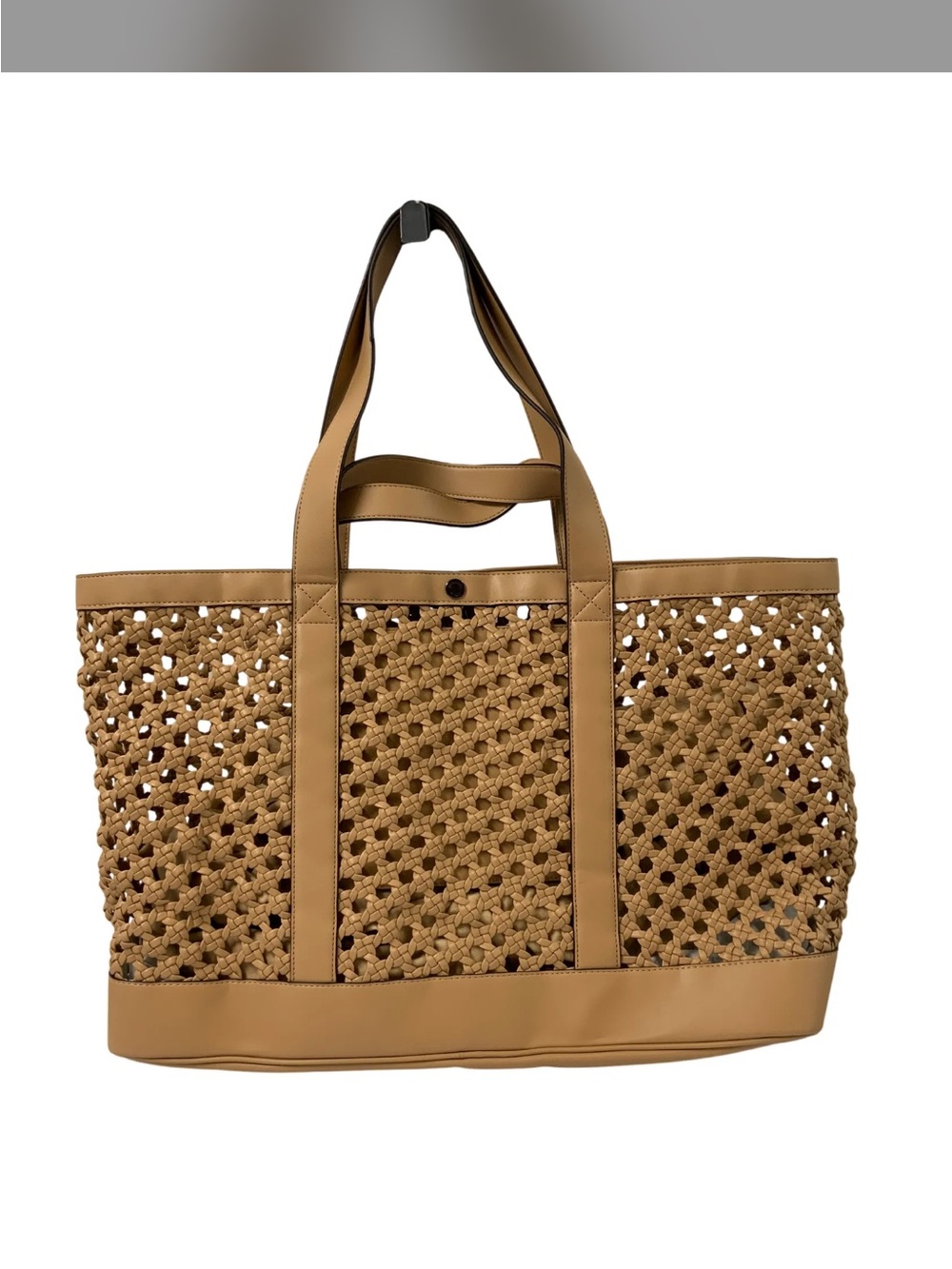 MK Leather Woven Tote Bag in Tan